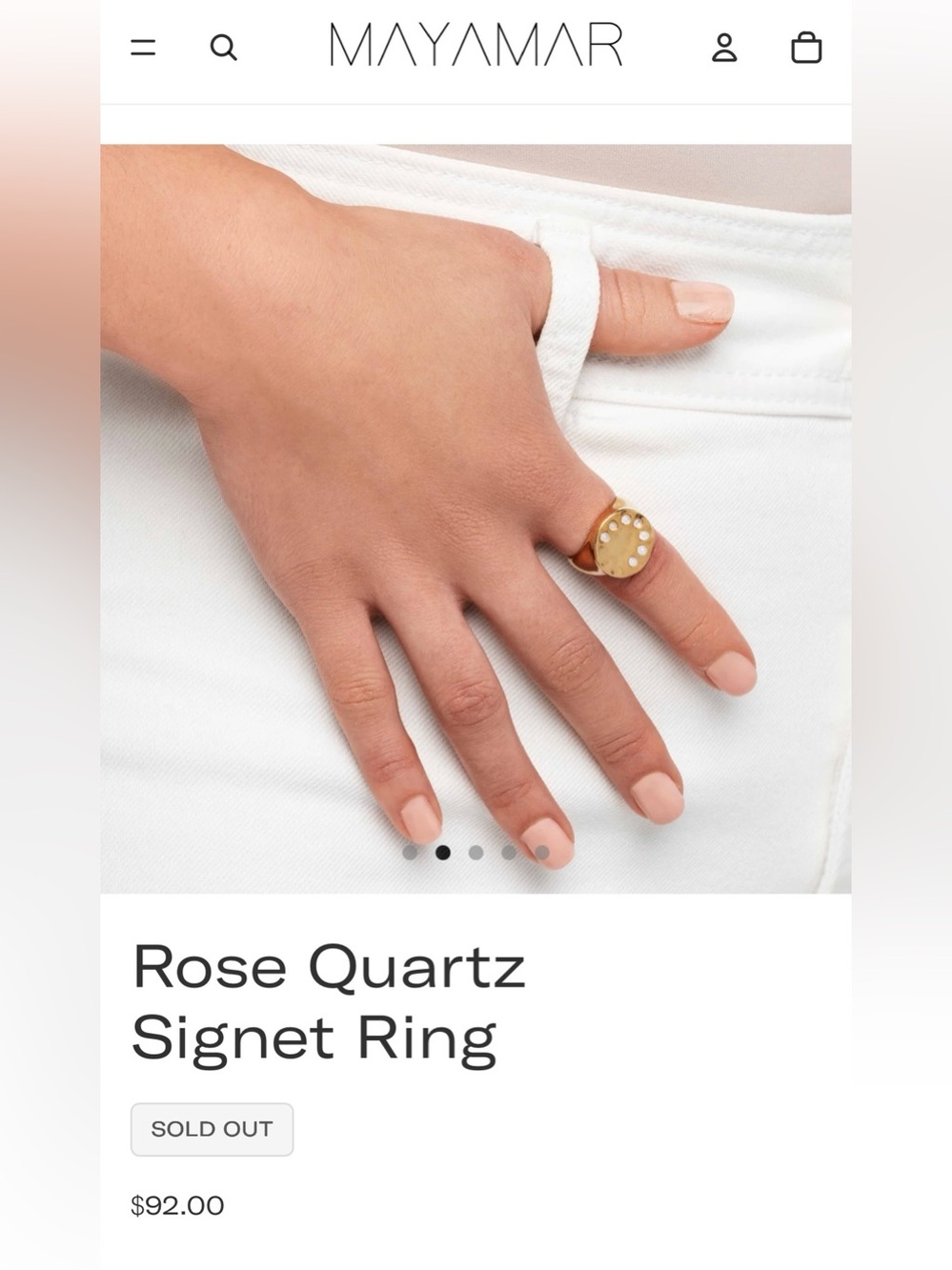 Rose Quartz Signet Ring - gold